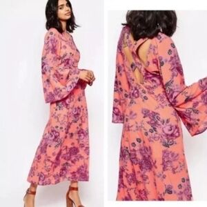 Free People Melrose Printed Maxi Dress in Clementine - XS